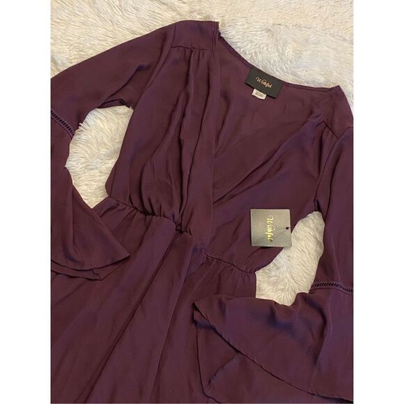 NWT Wishful SZ M Woman’s Beautiful Plum Flare Sleeve Flowey Dress - Picture 7 of 15